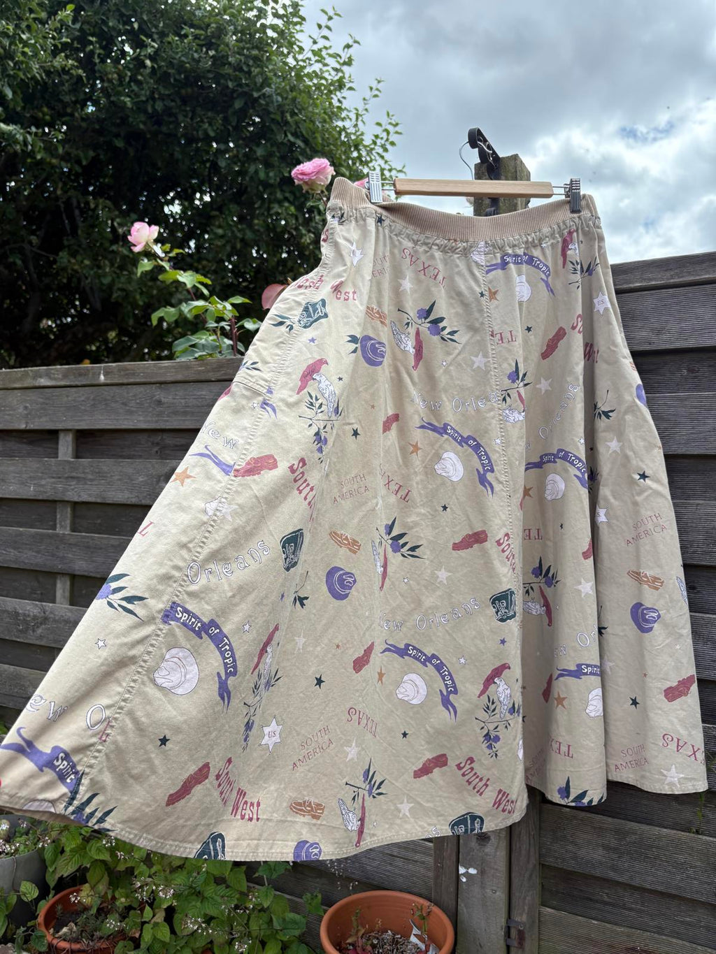 Mondi 80s Full Novelty Print America Southern States Skirt