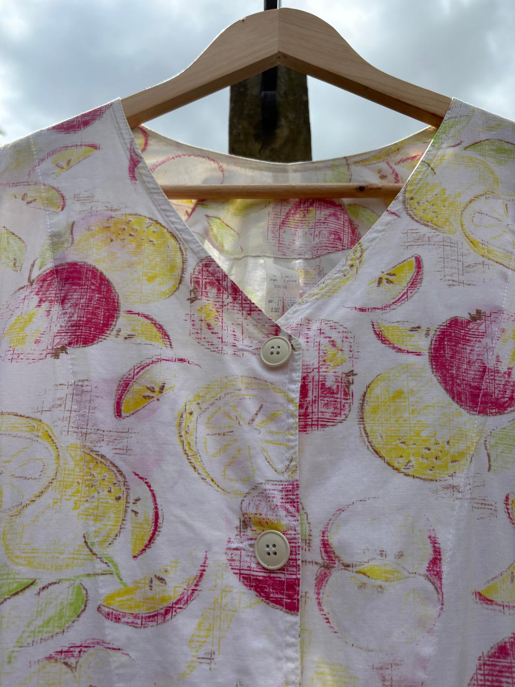 80s 90s Fruit Apple Citrus Print Funky Summer 100% Cotton Jumpsuit