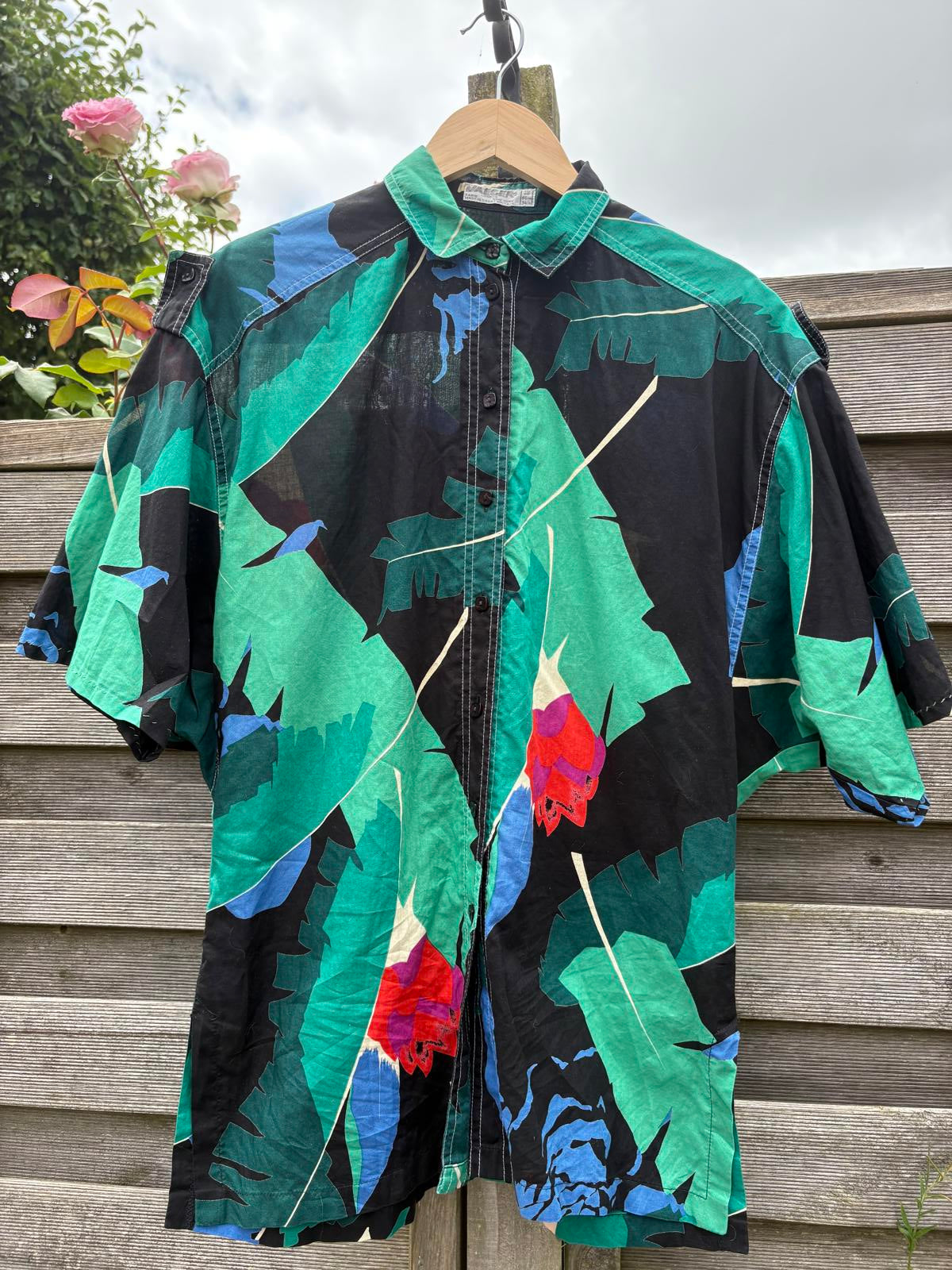 Jaegar 1980s Cotton Summer Shirt and Skirt Co-ord Set