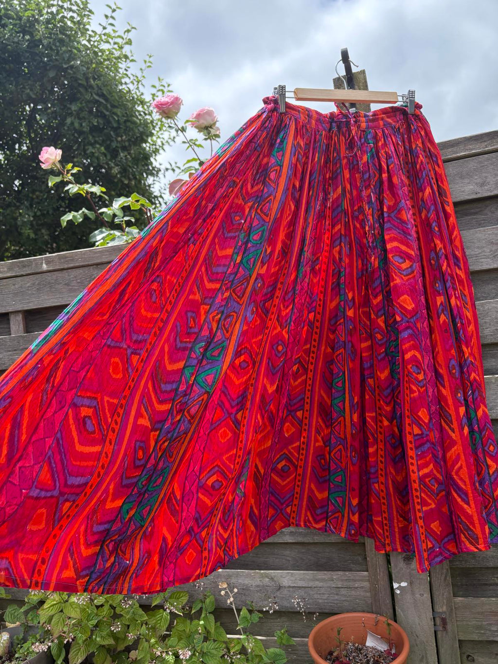Phool Indian Cotton Summer Block Print Festival Boho Full Skirt
