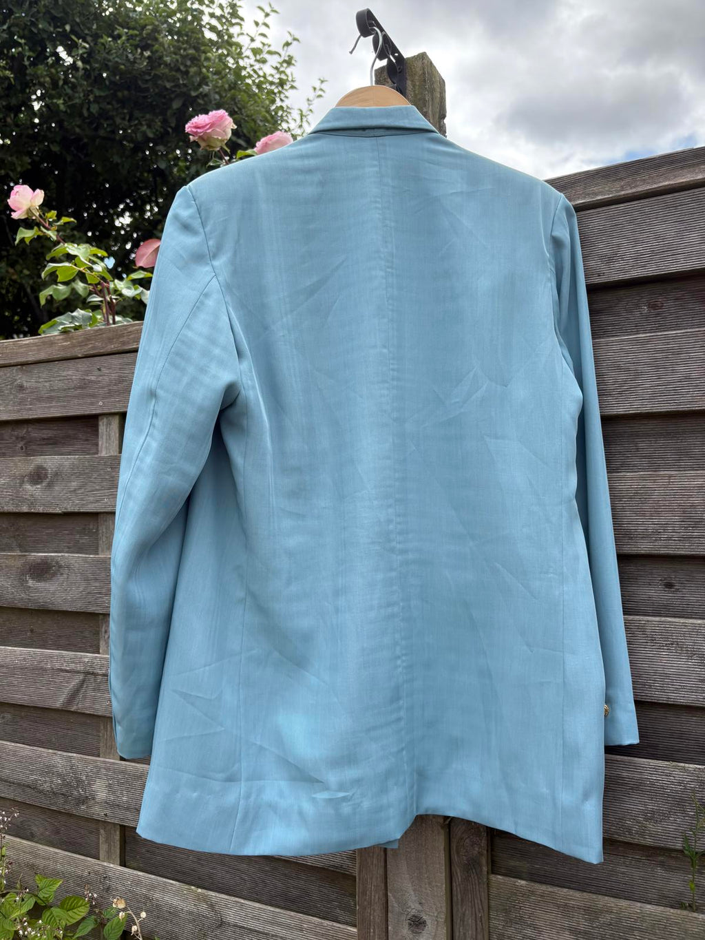 80s 90s Blue Gold Pearl Buttons Double Breasted Blazer Jacket