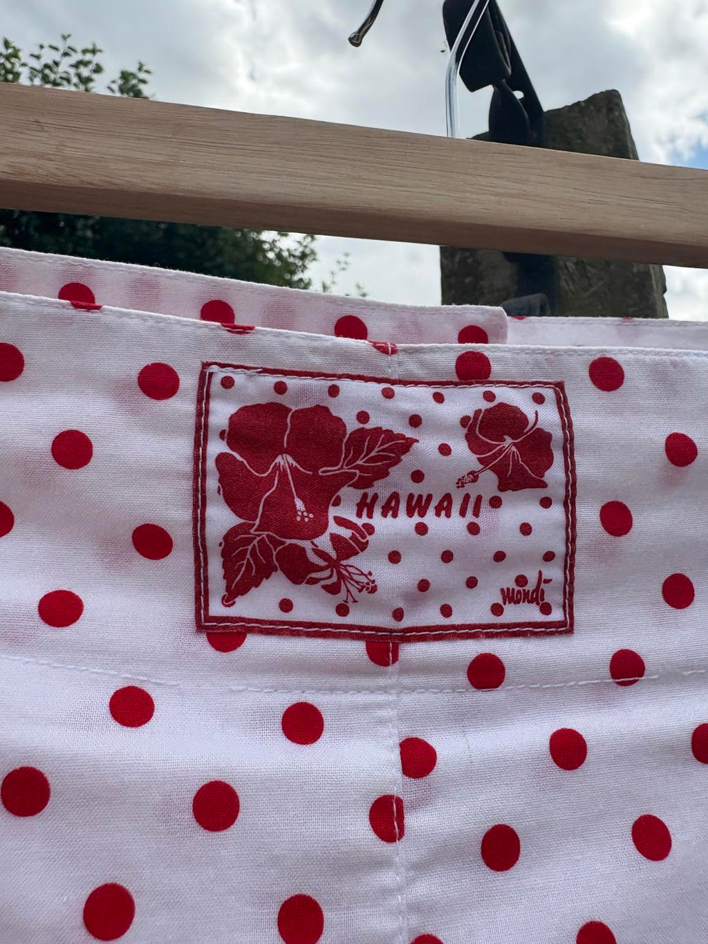 Mondi 80s Red White Polka Dot Cotton Drop Waist Full Summer Skirt