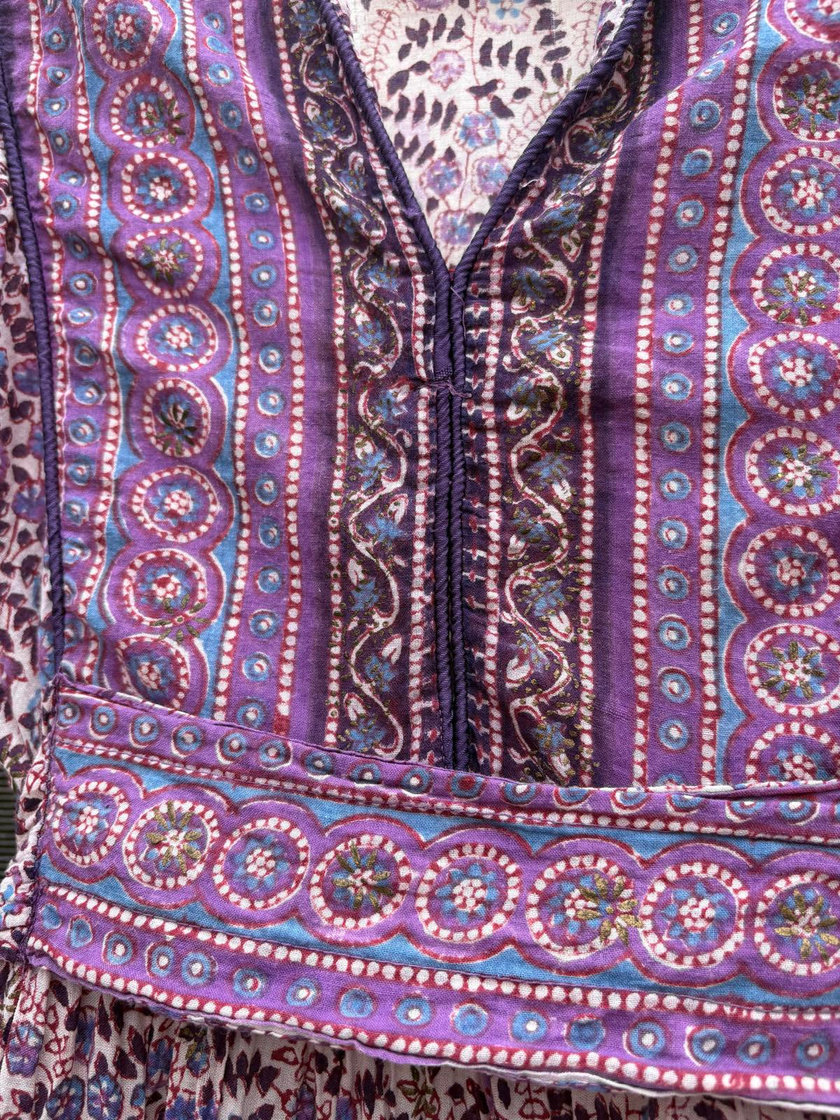 Phool Rare Block Print Indian Cotton Gauze Summer Boho Hippy Dress