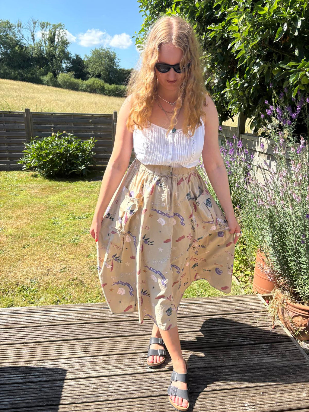 Mondi 80s Full Novelty Print America Southern States Skirt