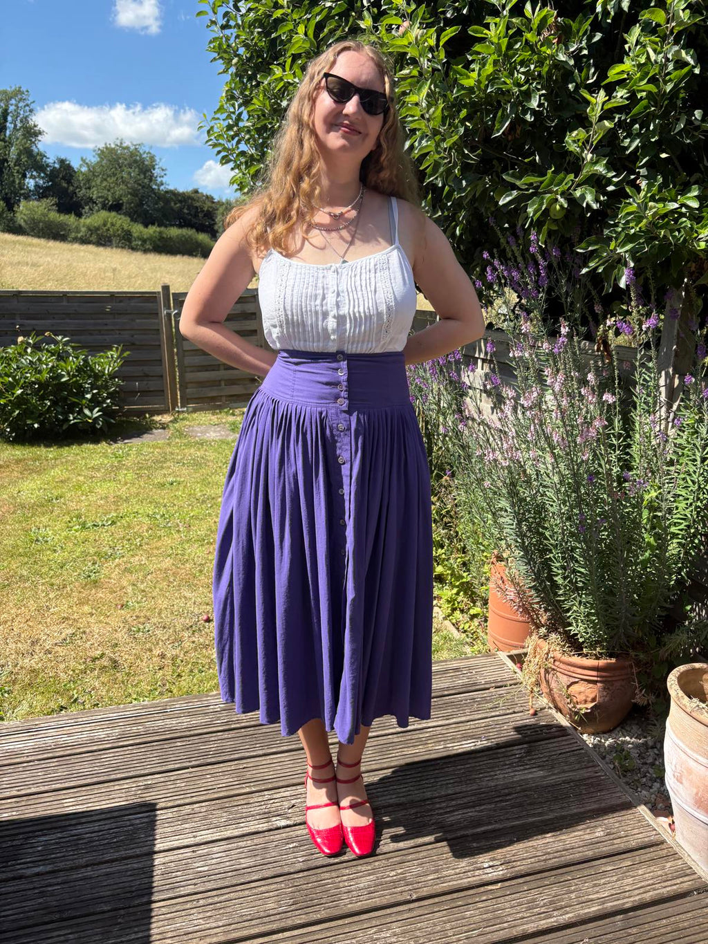 Purple High Waisted Full Purple Summer Skirt