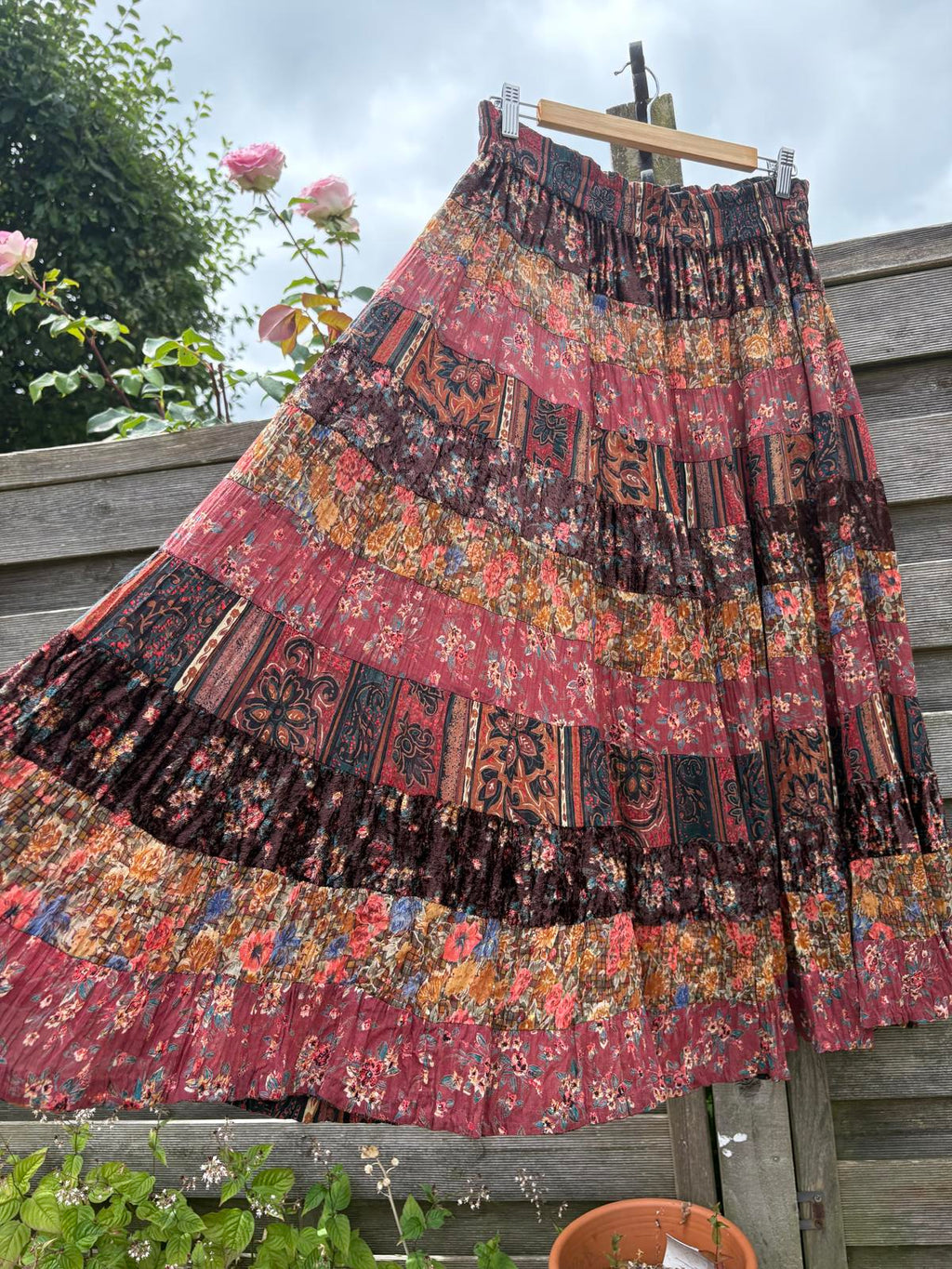 Phool Hippy Festival Boho Patchwork Tiered Full Long Summer Skirt