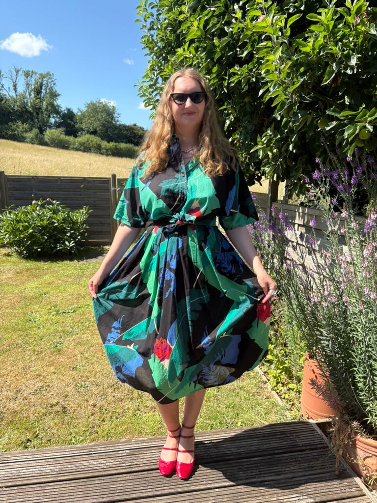 Jaegar 1980s Cotton Summer Shirt and Skirt Co-ord Set