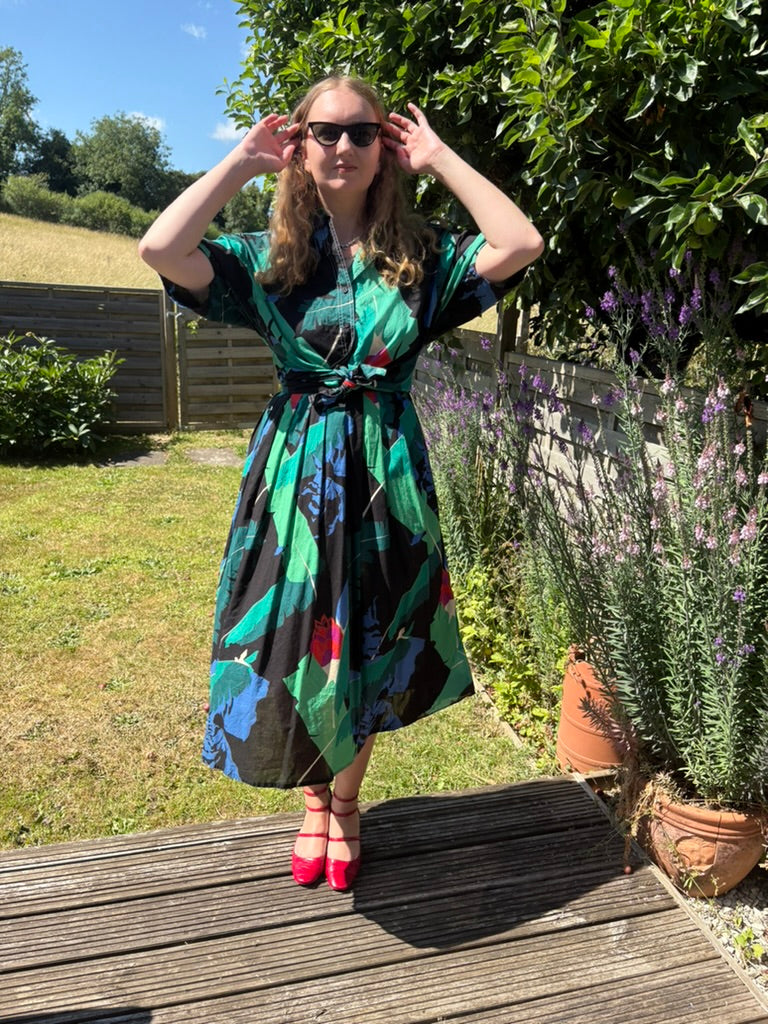 Jaegar 1980s Cotton Summer Shirt and Skirt Co-ord Set