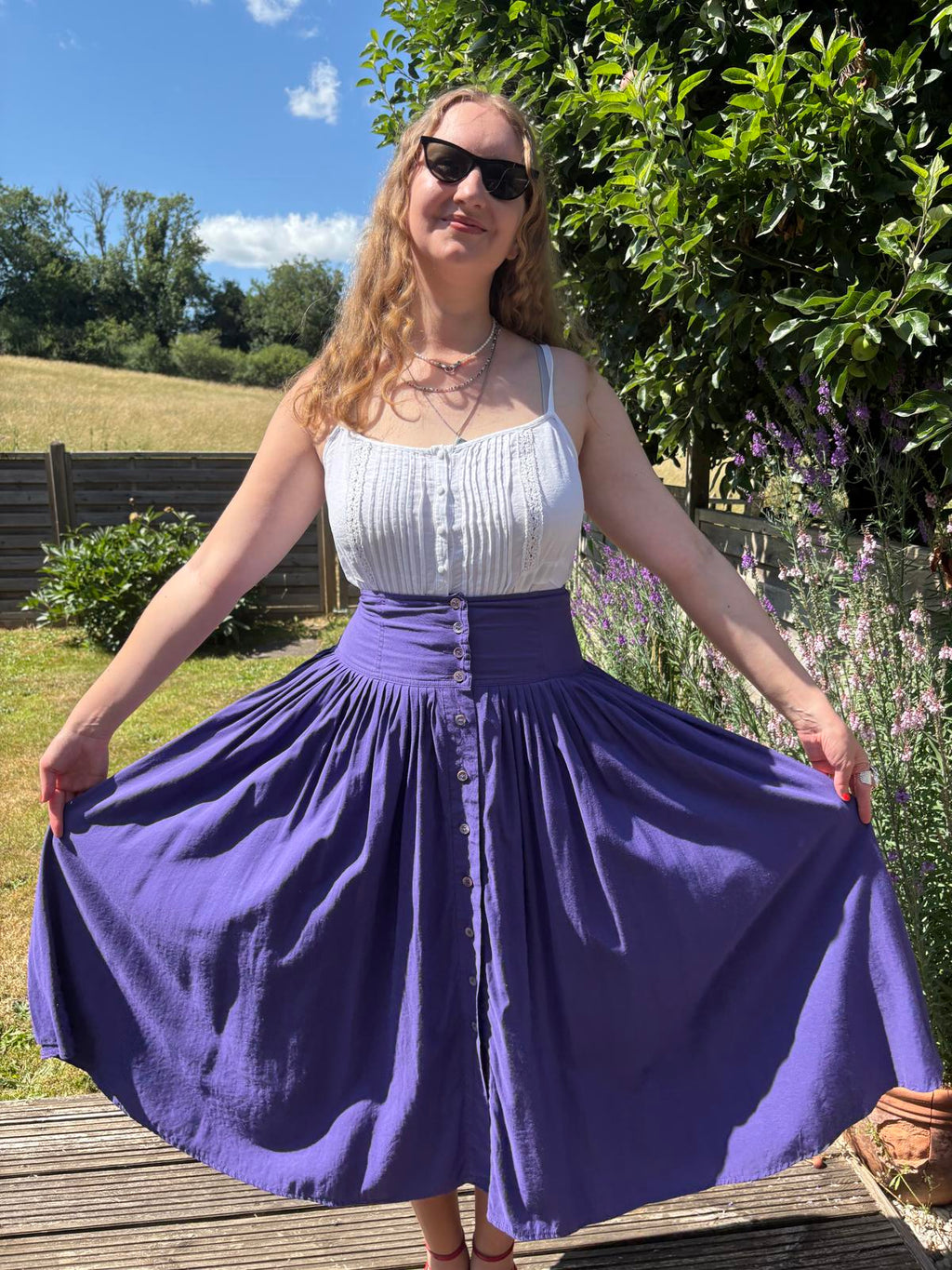 Purple High Waisted Full Purple Summer Skirt