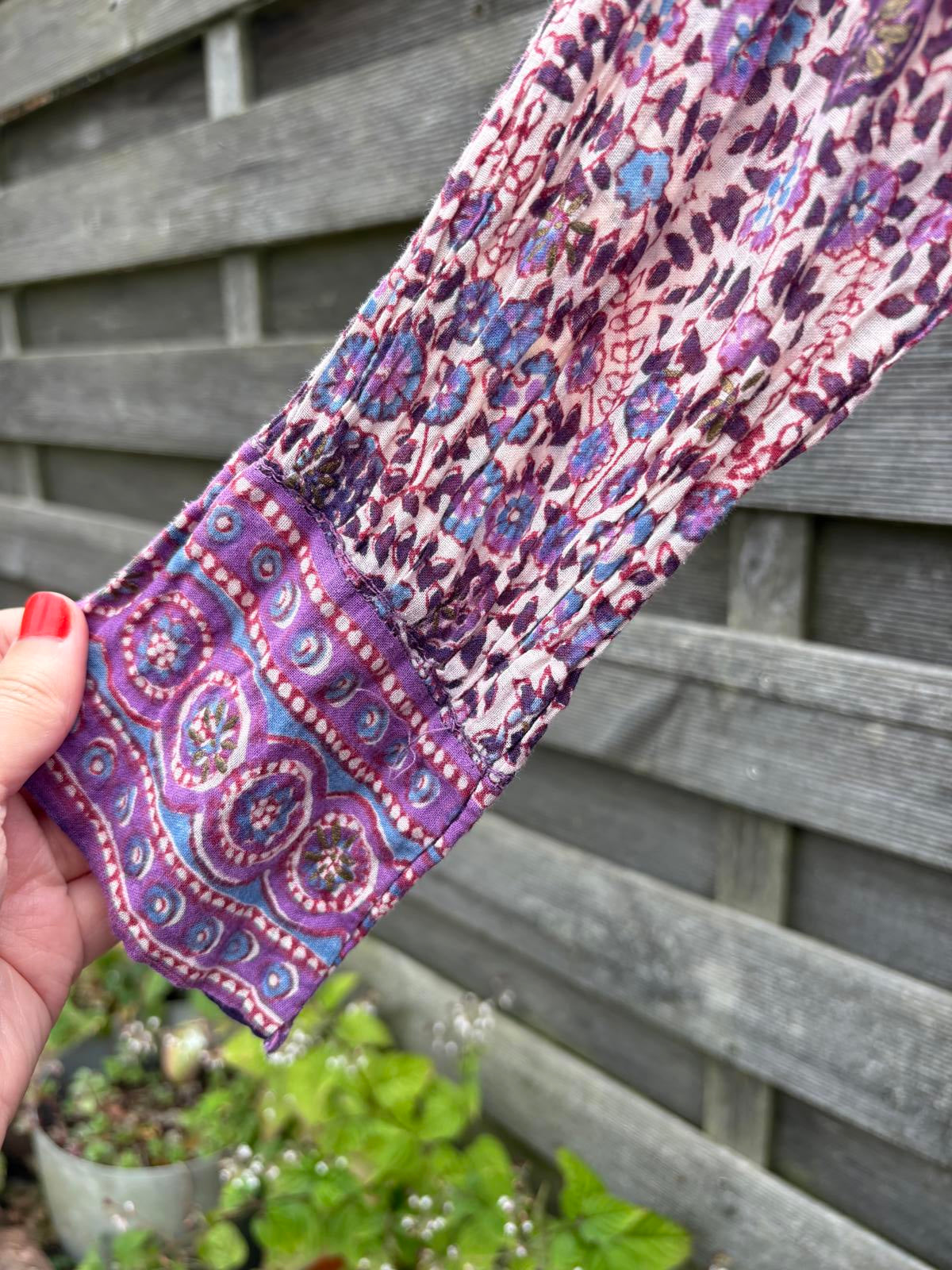 Phool Rare Block Print Indian Cotton Gauze Summer Boho Hippy Dress