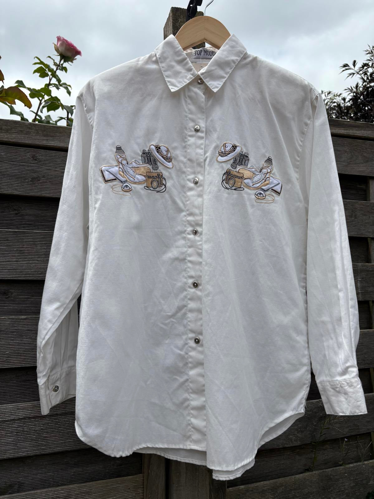 Vintage BNWT 1980s Novelty Print Camping Holiday 100% Cotton Shirt