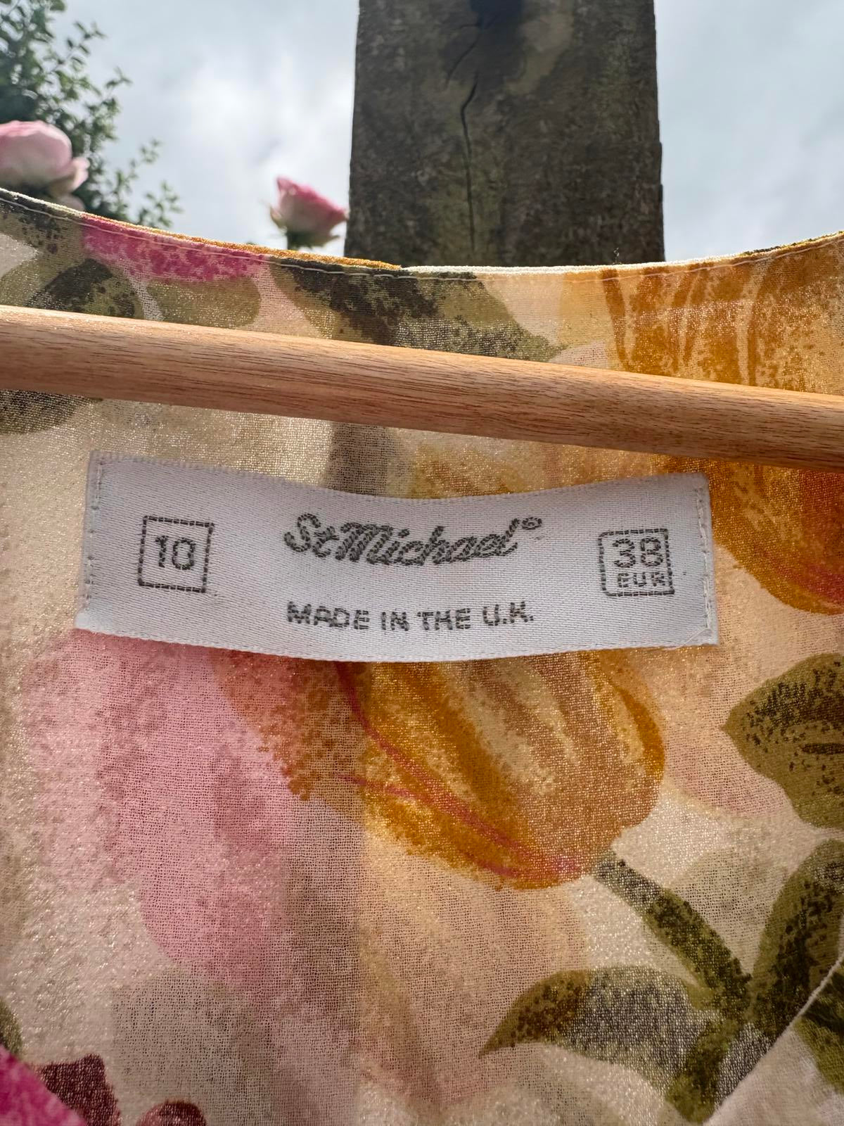 St Michael M&S Cape Sleeve Floaty Summer Floral Dress Belt Size 10