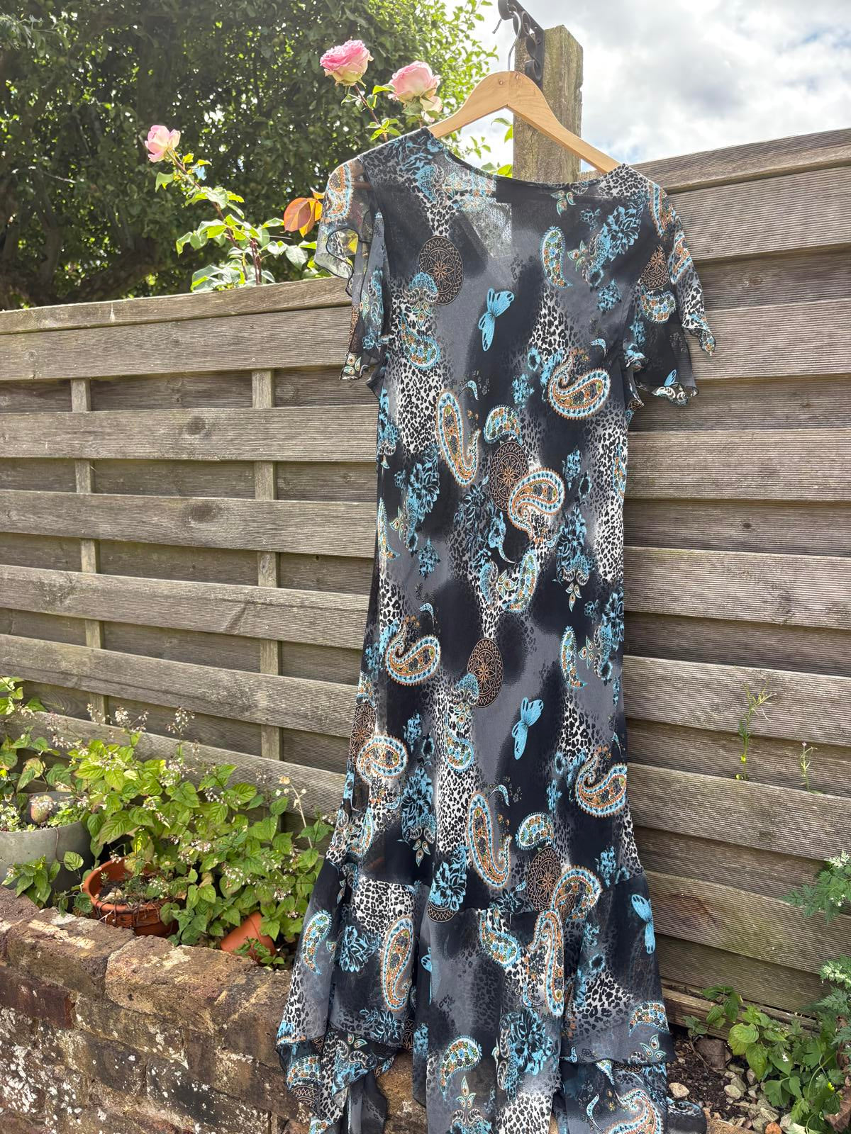 Fairycore Mesh Summer Paisley Floral Butterfly Leopard Print Floaty Ruffle Maxi Dress
