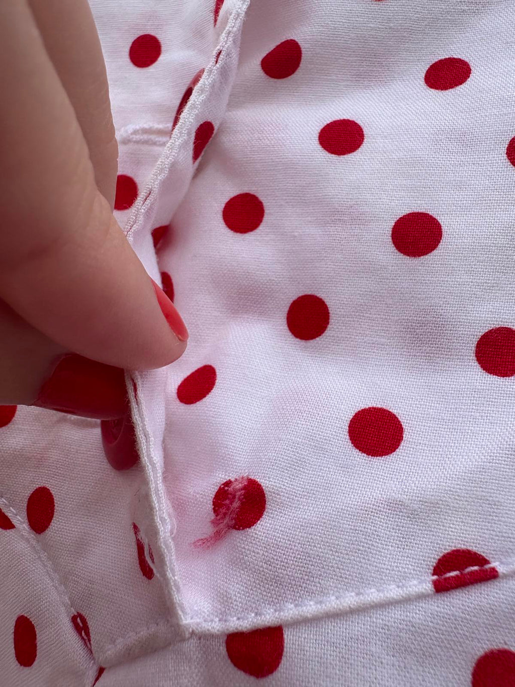 Mondi 80s Red White Polka Dot Cotton Drop Waist Full Summer Skirt