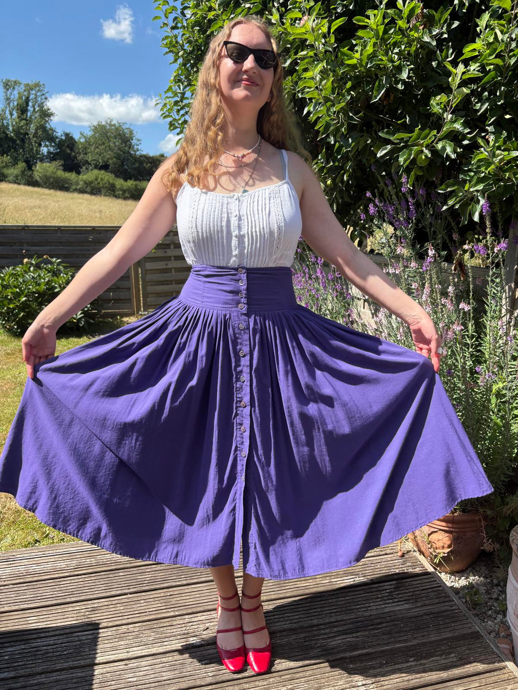 Purple High Waisted Full Purple Summer Skirt