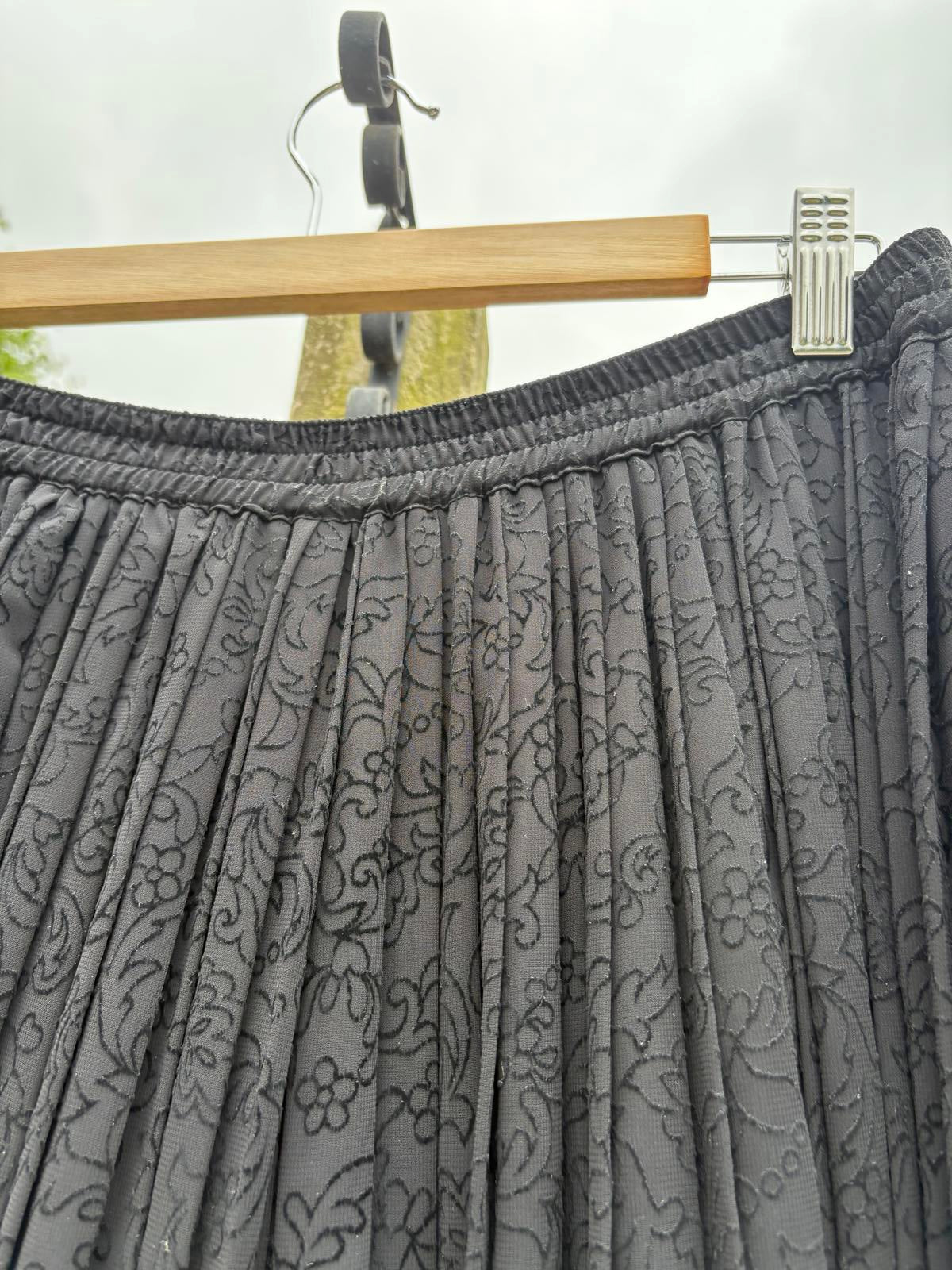 Vintage 80s Whimsigoth Sheer Velvet Flock Pleated Maxi Culottes Size 10