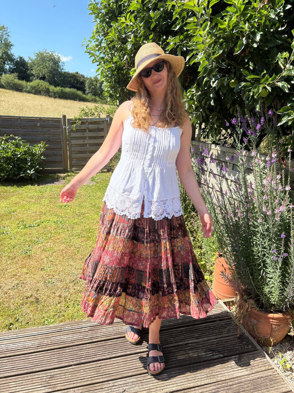 Phool Hippy Festival Boho Patchwork Tiered Full Long Summer Skirt