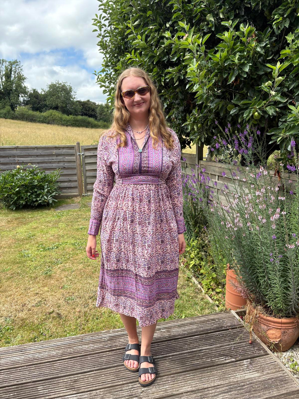 Phool Rare Block Print Indian Cotton Gauze Summer Boho Hippy Dress