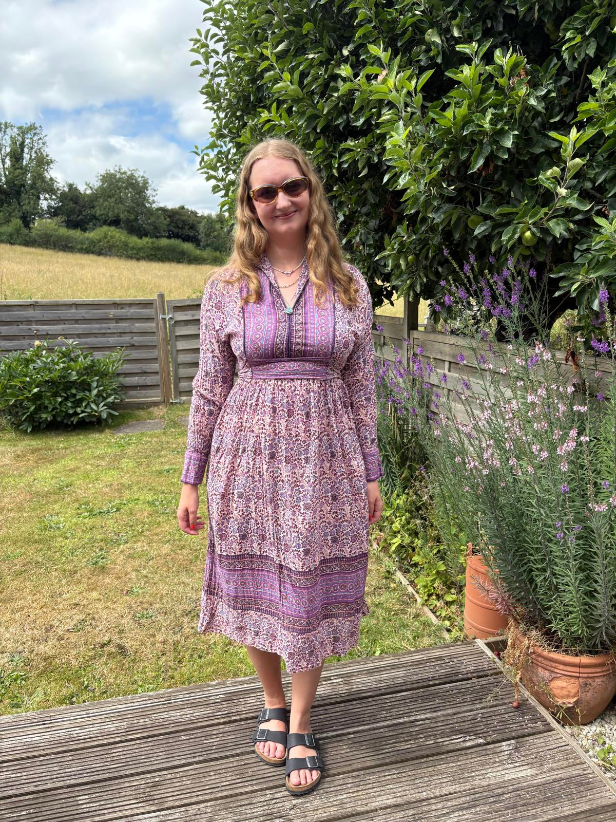 Phool Rare Block Print Indian Cotton Gauze Summer Boho Hippy Dress