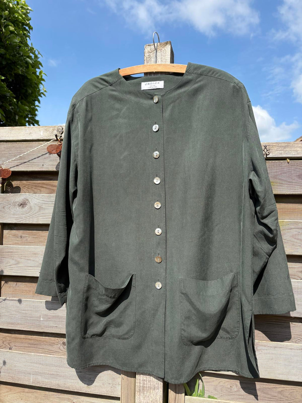 Jaegar Vintage 80s 90s 100% Silk Lightweight Summer Jacket Shacket Size Large