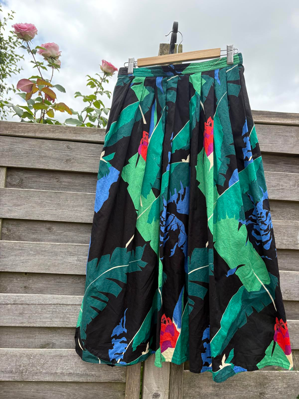 Jaegar 1980s Cotton Summer Shirt and Skirt Co-ord Set
