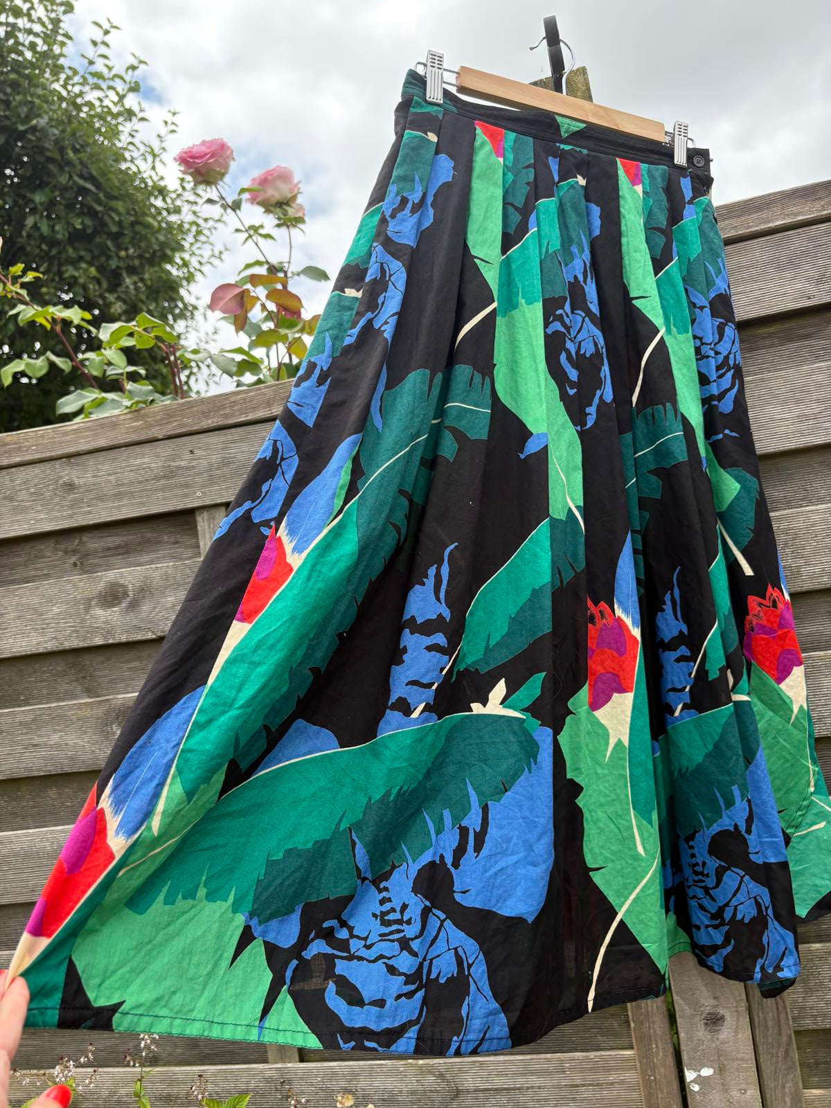 Jaegar 1980s Cotton Summer Shirt and Skirt Co-ord Set