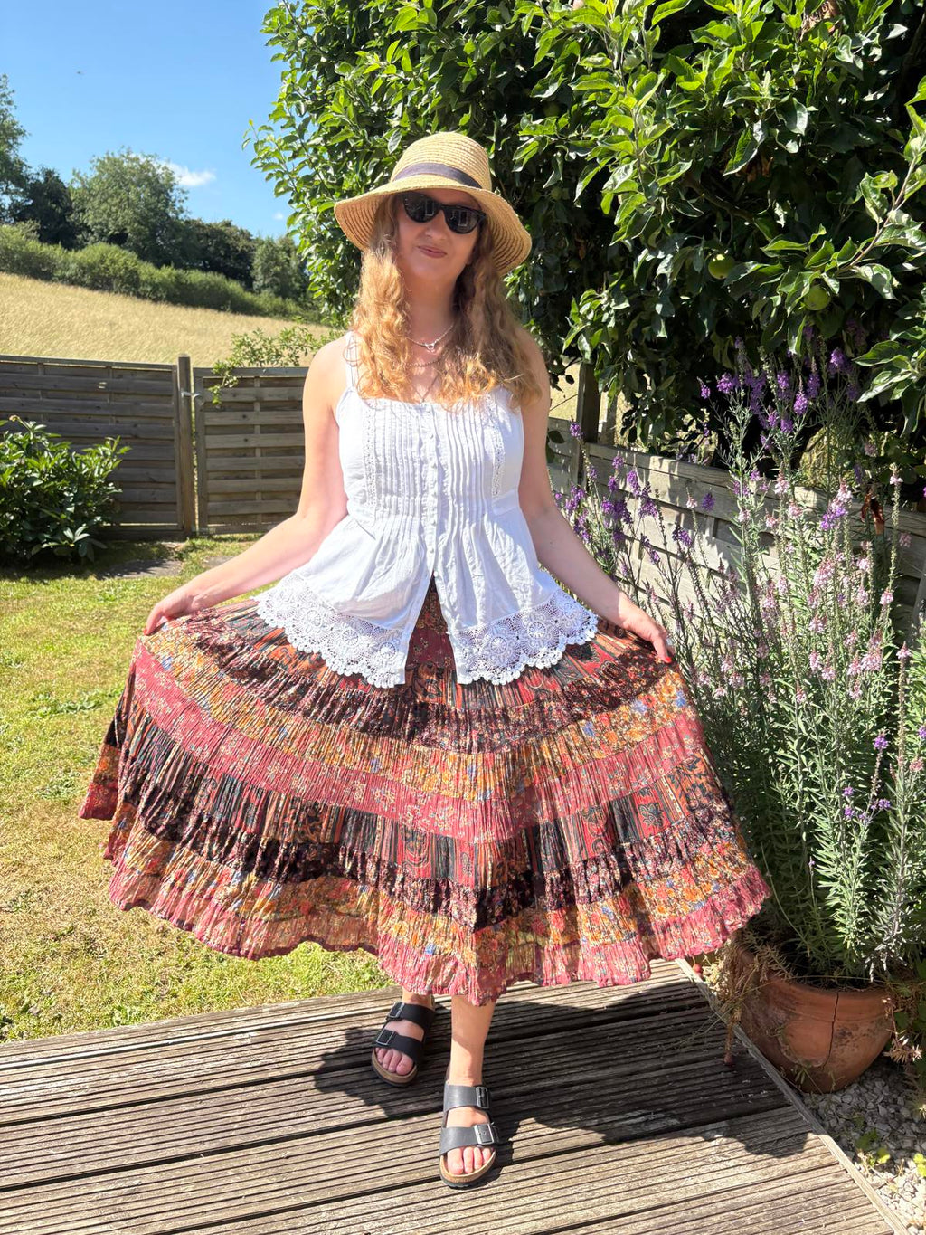 Phool Hippy Festival Boho Patchwork Tiered Full Long Summer Skirt