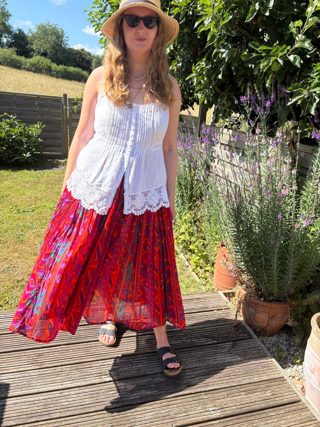 Phool Indian Cotton Summer Block Print Festival Boho Full Skirt