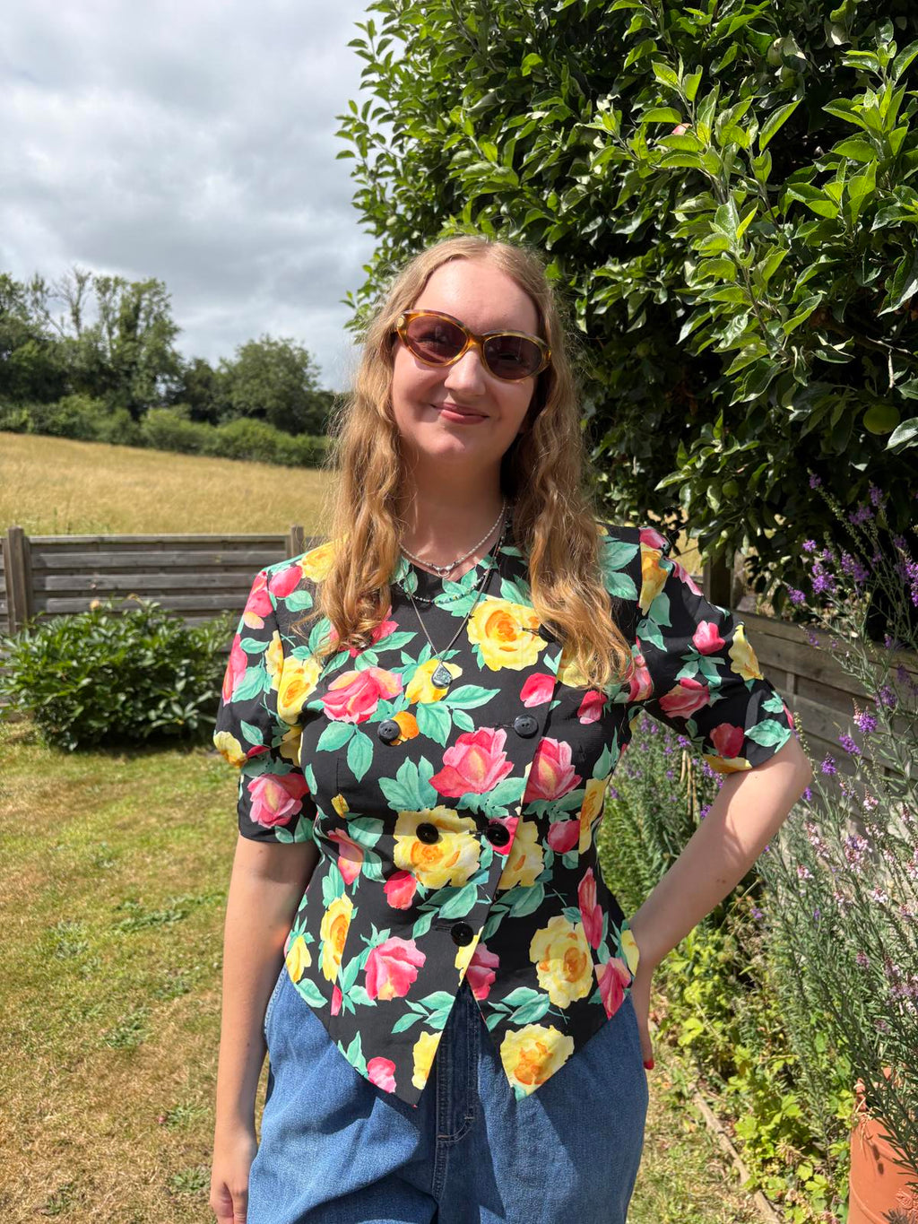 Puccini Floral Bold Double Breasted Top Jacket Shacket