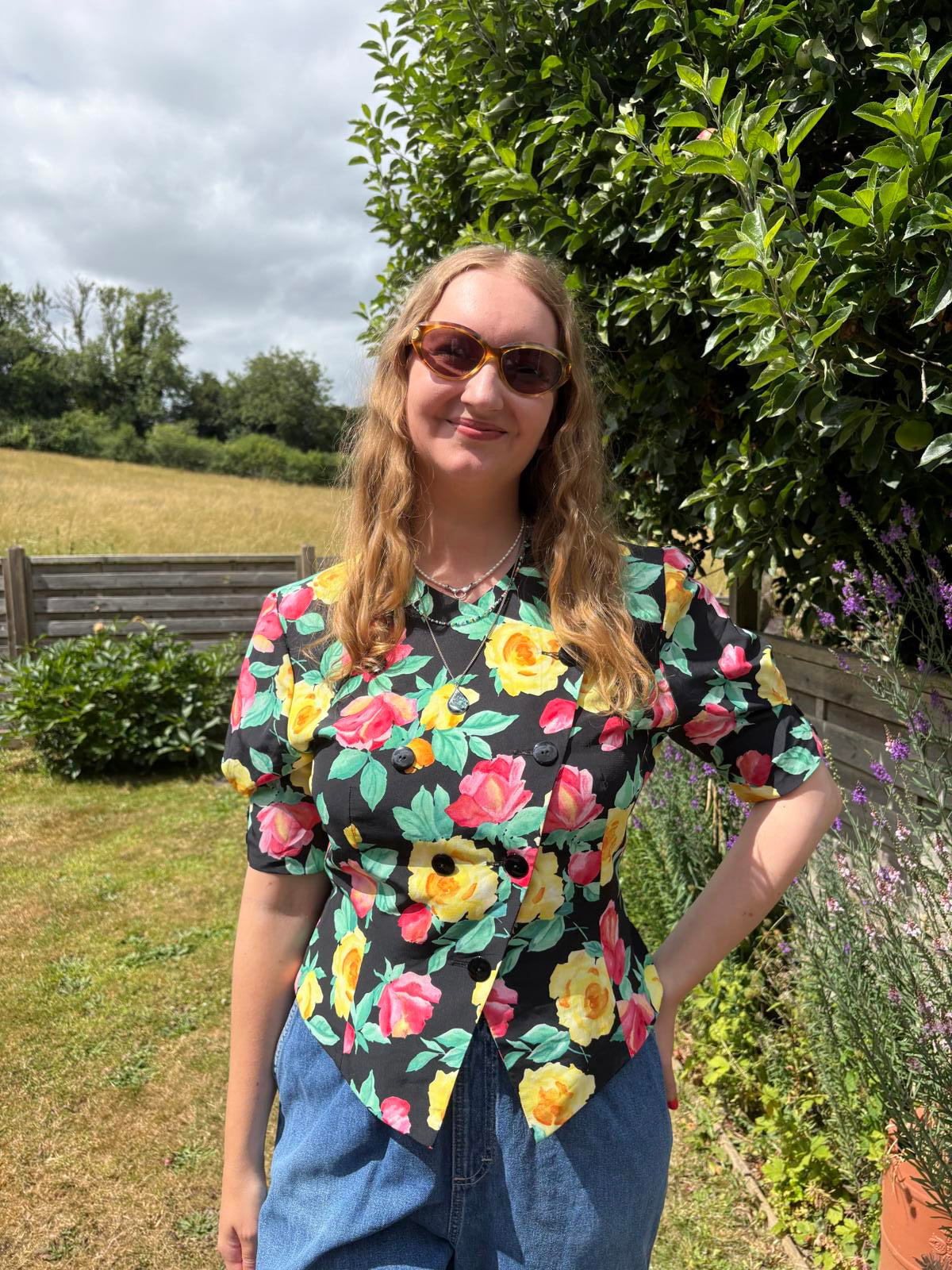 Puccini Floral Bold Double Breasted Top Jacket Shacket