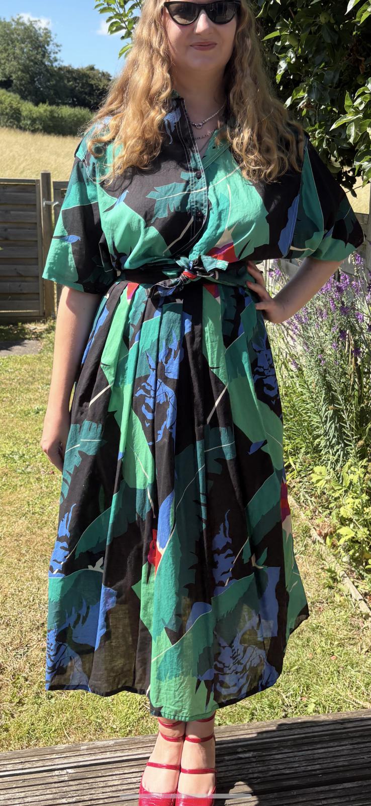Jaegar 1980s Cotton Summer Shirt and Skirt Co-ord Set
