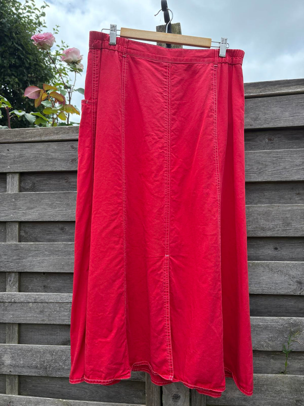 Red Italian Vintage Summer Midi Skirt With Pockets!