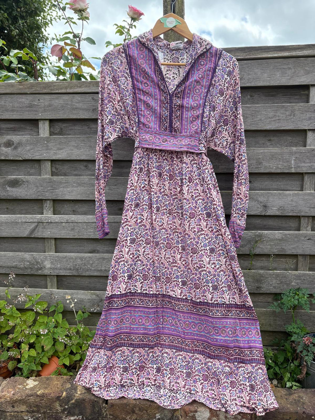 Phool Rare Block Print Indian Cotton Gauze Summer Boho Hippy Dress