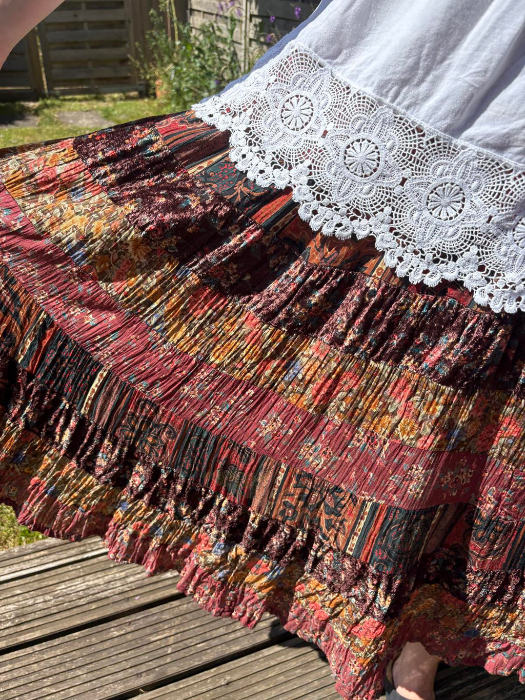 Phool Hippy Festival Boho Patchwork Tiered Full Long Summer Skirt