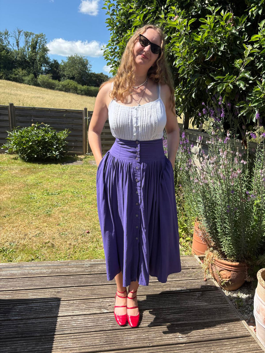 Purple High Waisted Full Purple Summer Skirt